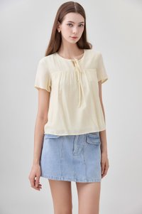 Belen Ribbon Textured Top In Butter Yellow