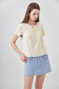 Belen Ribbon Textured Top In Butter Yellow