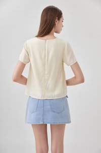 Belen Ribbon Textured Top In Butter Yellow