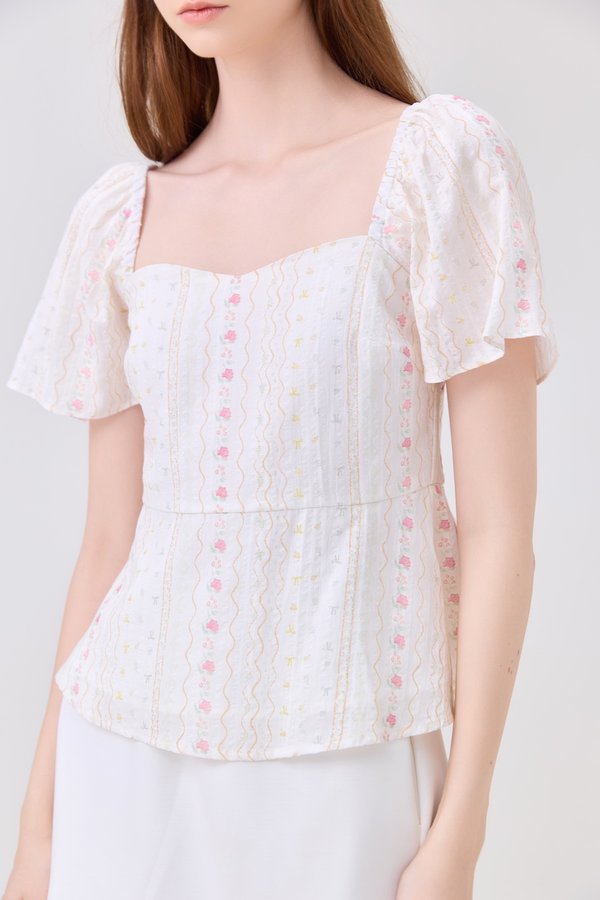 Charleigh Garden Peplum Top In Blush Pink