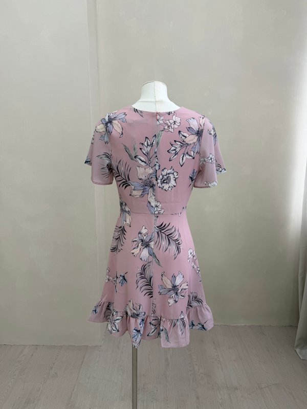 Floral Ruffles Dress in Pink (XS)