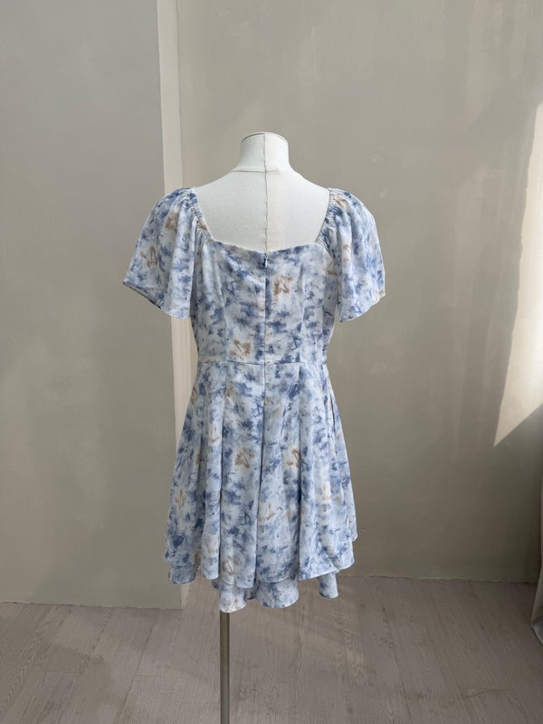 Ramona Pleated Romper In Blue