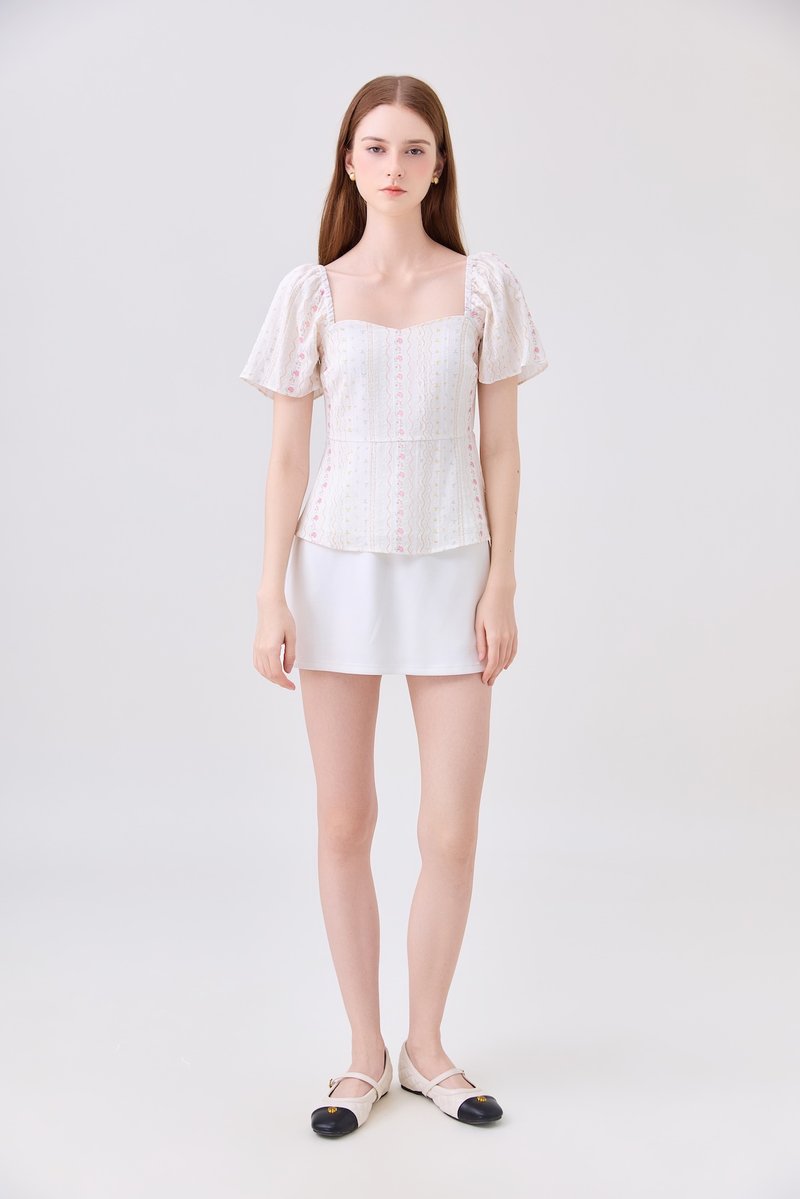 Charleigh Garden Peplum Top In Blush Pink