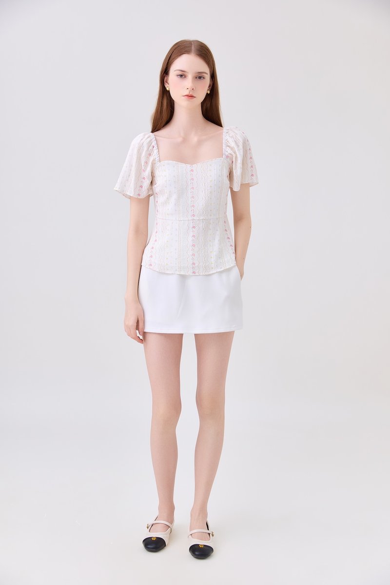 Charleigh Garden Peplum Top In Blush Pink