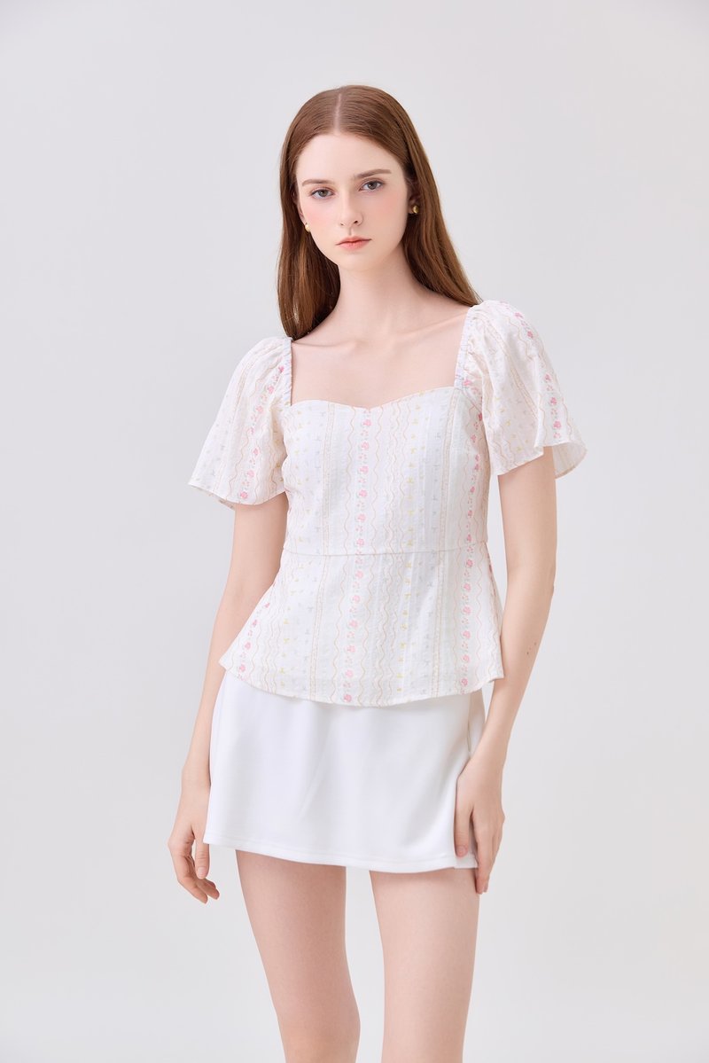 Charleigh Garden Peplum Top In Blush Pink