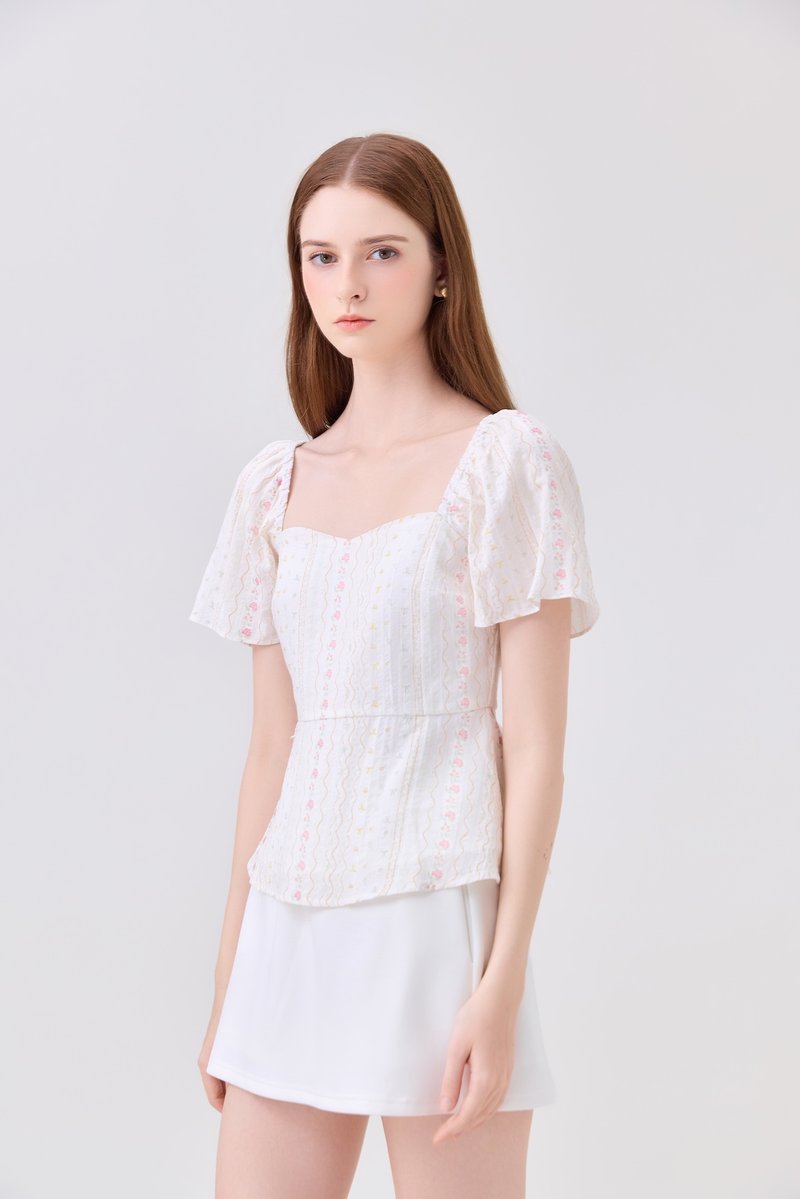 Charleigh Garden Peplum Top In Blush Pink