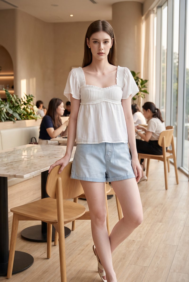 Marlee Textured Pleated Top In White
