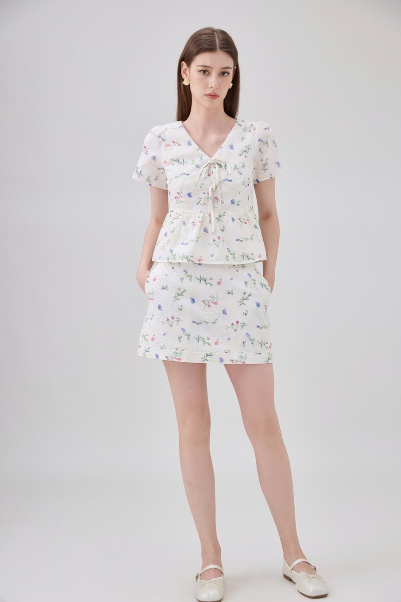 Allie Floral Embroidered Skort