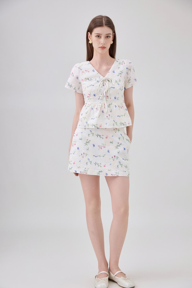 Allie Floral Embroidered Skort