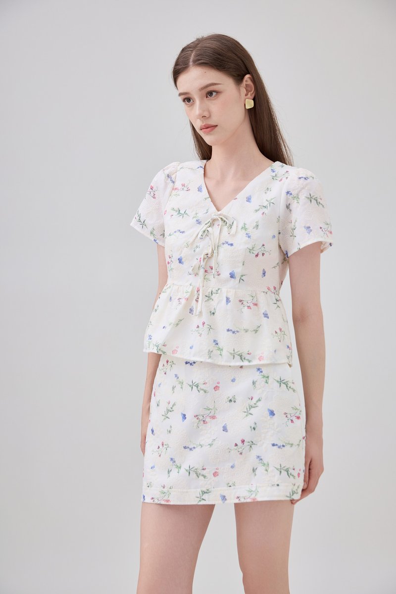 Allie Floral Embroidered Skort