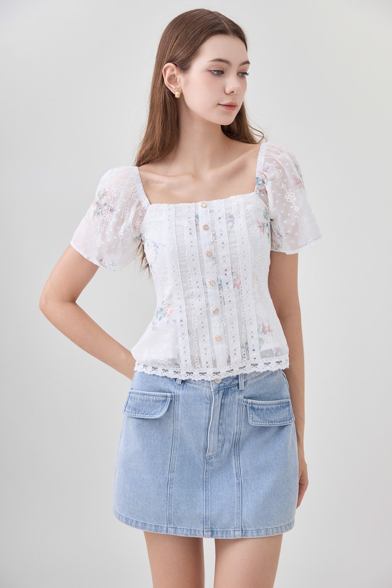Rivka Crochet Lace Floral Top