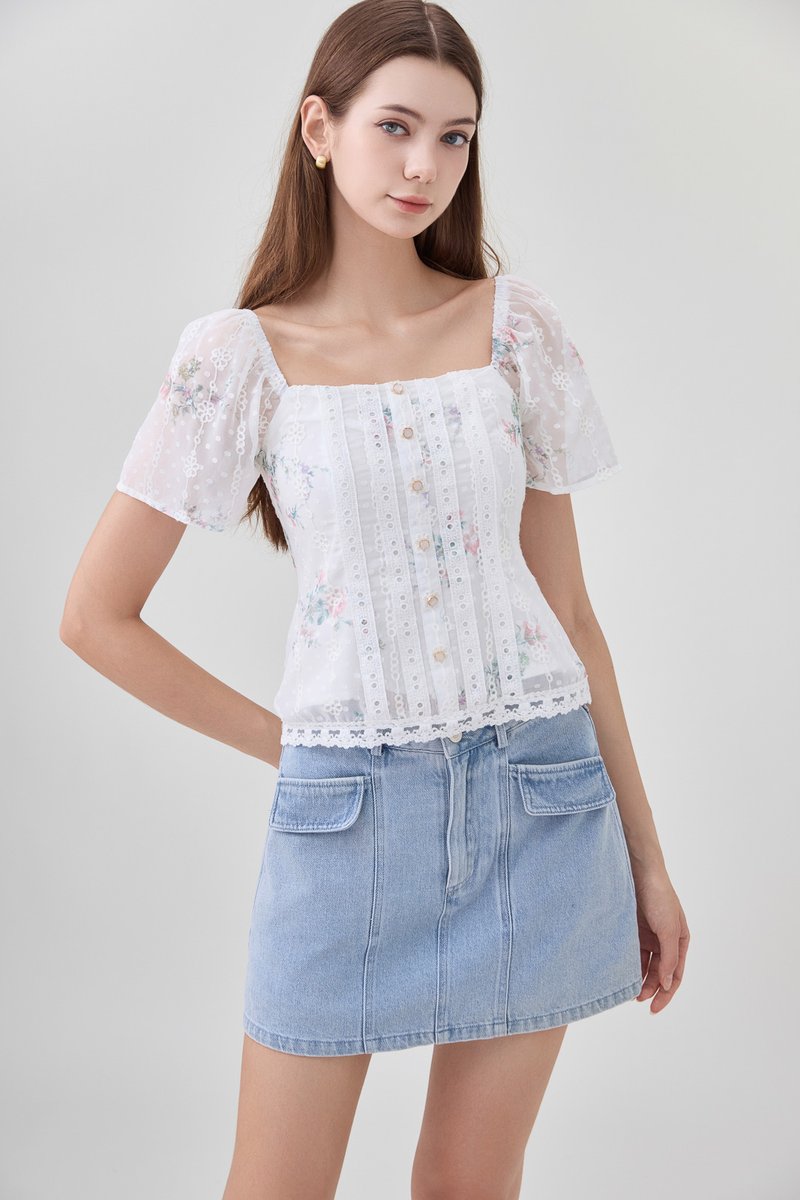 Rivka Crochet Lace Floral Top