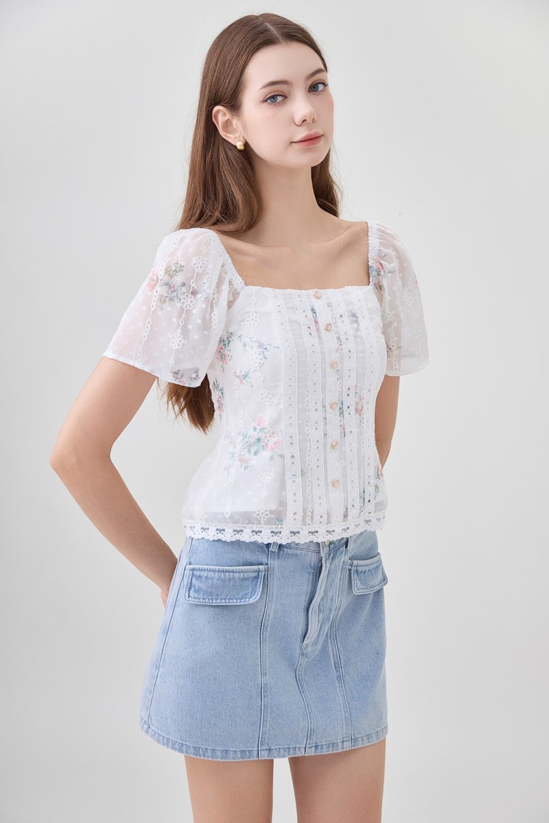 Rivka Crochet Lace Floral Top