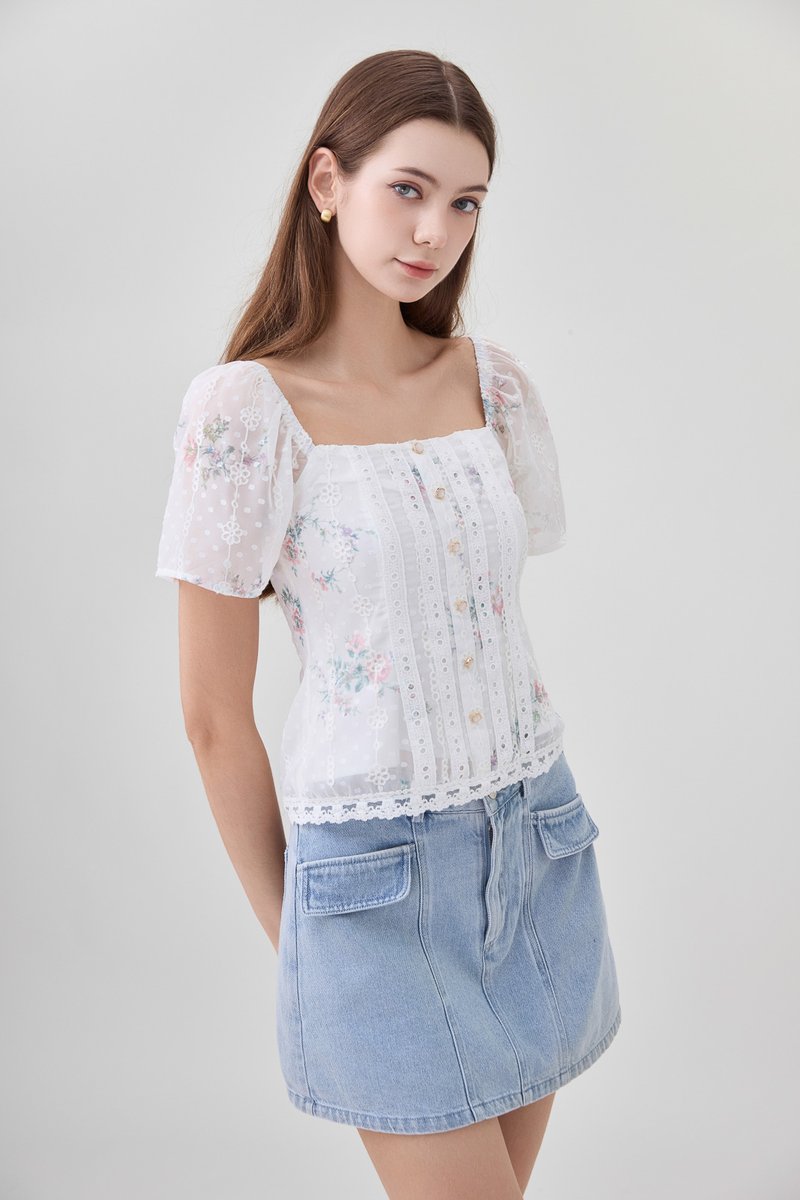 Rivka Crochet Lace Floral Top