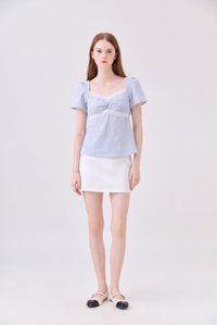 Molly Sweetheart Contrast Lace Top In Baby Blue