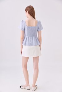 Molly Sweetheart Contrast Lace Top In Baby Blue
