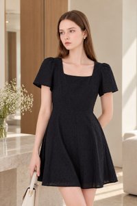 Briana Swiss Dot Dress In Black