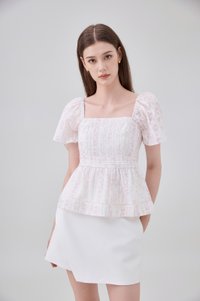 Eira Floral Peplum Top In Pink