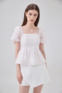 Eira Floral Peplum Top In Pink