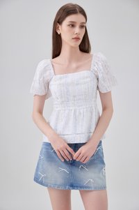 Eira Floral Peplum Top In Blue