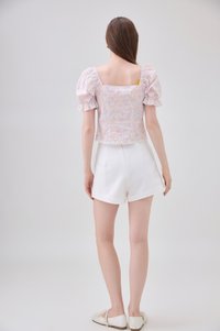 Lilianna Pintuck Crochet Floral Top