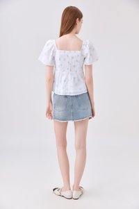 Seia Frayed Hem Denim Skort