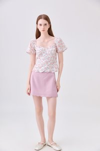 Milani Embroidery Panelled Floral Top In Rose