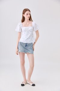 Seia Frayed Hem Denim Skort