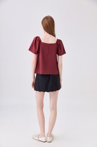 Aureline Flare Sleeve Top In Rust