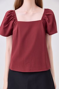 Aureline Flare Sleeve Top In Rust