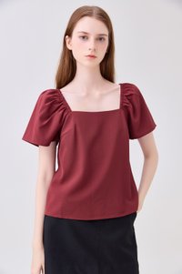 Aureline Flare Sleeve Top In Rust
