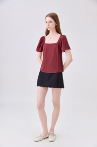 Aureline Flare Sleeve Top In Rust