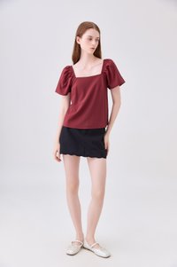 Aureline Flare Sleeve Top In Rust