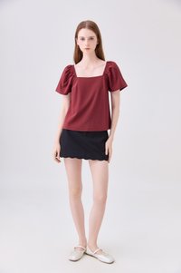 Aureline Flare Sleeve Top In Rust
