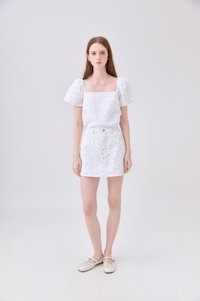 Octavia Denim Floral Skort In White