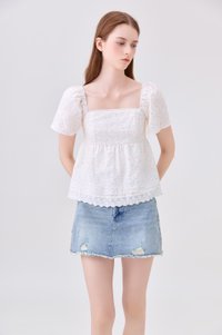 Parker Swiss Dot Ribbon Babydoll Top
