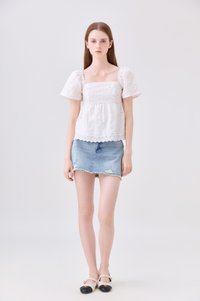 Parker Swiss Dot Ribbon Babydoll Top