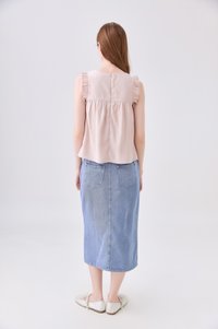 Alanna Ruffles Sleeve Top In Sand