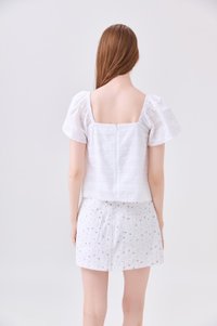 Octavia Denim Floral Skort In White