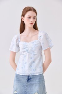Mirabelle Sweetheart Floral Top In White