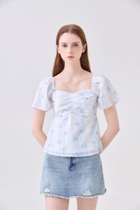 Mirabelle Sweetheart Floral Top In White