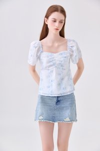 Mirabelle Sweetheart Floral Top In White