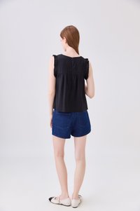 Alanna Ruffles Sleeve Top In Black