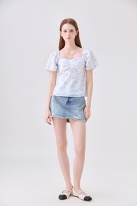 Mirabelle Sweetheart Floral Top In White