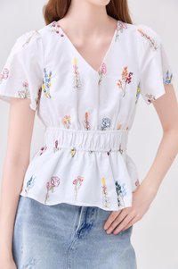 Aven Embroidered Floral Top In White