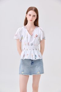 Aven Embroidered Floral Top In White