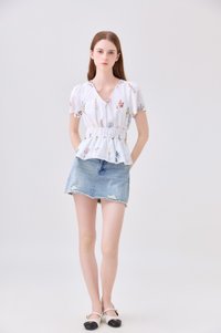 Aven Embroidered Floral Top In White