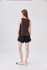 Lydia Lace Button Top In Espresso