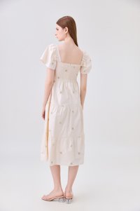 *ONLINE EXCLUSIVE* Elaina Embroidery Floral Crochet Midi Dress In Cream
