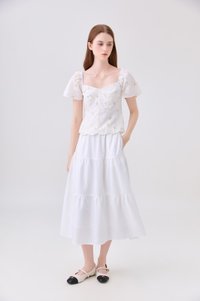 Milani Embroidery Panelled Floral Top In Cream